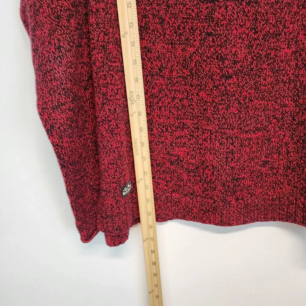 LRL Ralph Lauren Womens Boat Roll Neck Sweater Size L Red Black Tight Knit